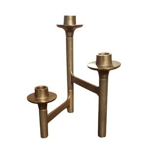 Hearth & Hand w/ Magnolia Articulated 3ct Taper Brass Candelabra Industrial Farm